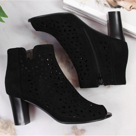 Ženske proljetne čizme na crnom Jezzi ažurnom stupu crna 2