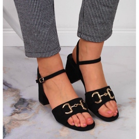 S.Barski Crne ženske sandale na kolčiću s ornamentom S. Barskog crna 2