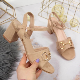 S.Barski Ženske sandale na stupić s bež ornamentima S. Barski 1