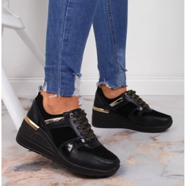 S.Barski Kožne ženske cipele na klin crne S. Barski 2