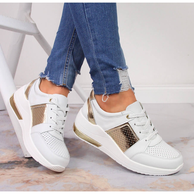 S.Barski Kožne ženske cipele na klin, bijele S. Barski bijela 1