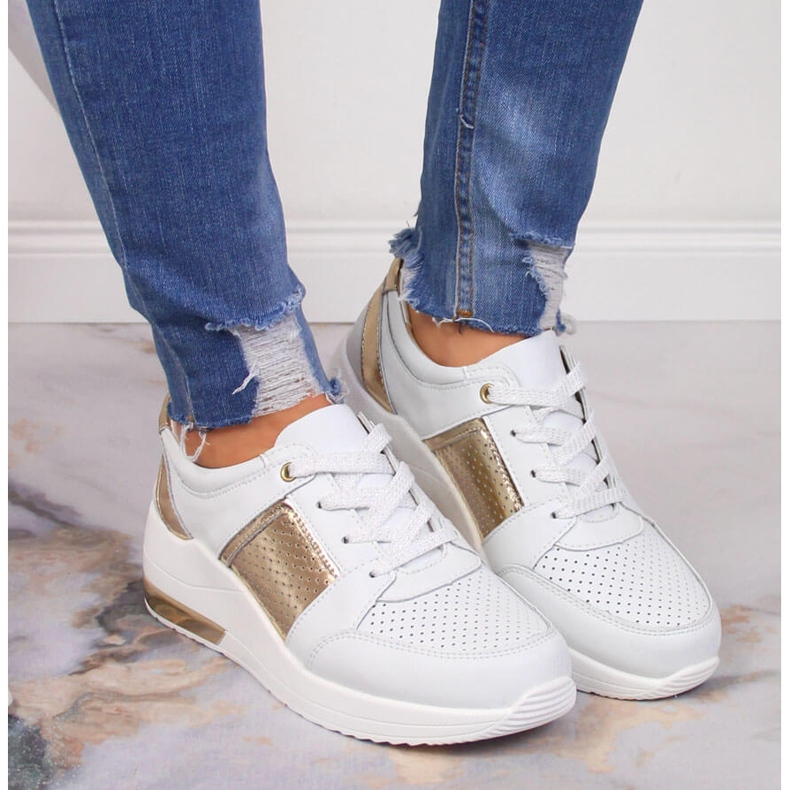 S.Barski Kožne ženske cipele na klin, bijele S. Barski bijela 2