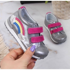 Cipele za djevojčice na čičak srebrni Kornecki 6775 srebro 1