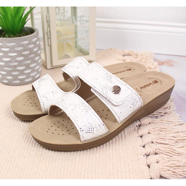 Bijele Inblu Velcro ženske papuče bijela 2