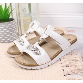 Bijele Inblu čičak ženske papuče s lančićem bijela 2