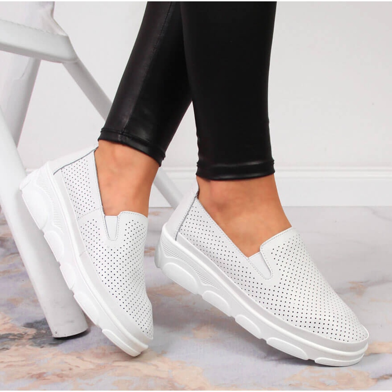 Udobne ženske kožne cipele, bijele Jezzi bijela 1