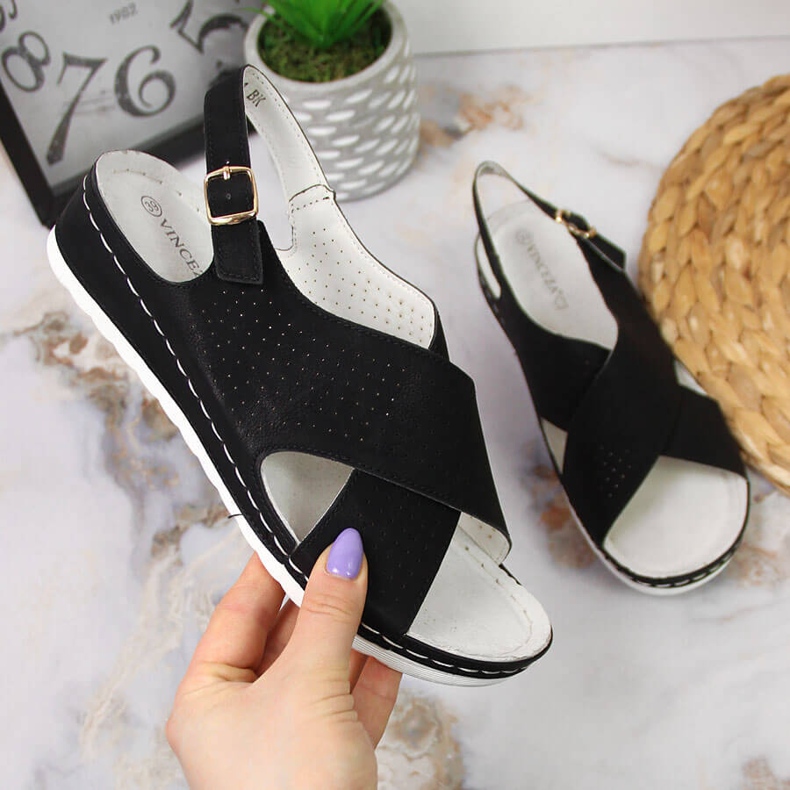 Udobne ženske sandale, crne Vinceza crna 1