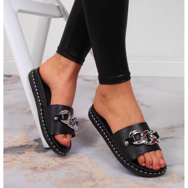 Crne ženske papuče s lančićem Vinceza crna 1