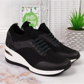 Ženske crne cipele na klin, slip na crni Artiker crna 2