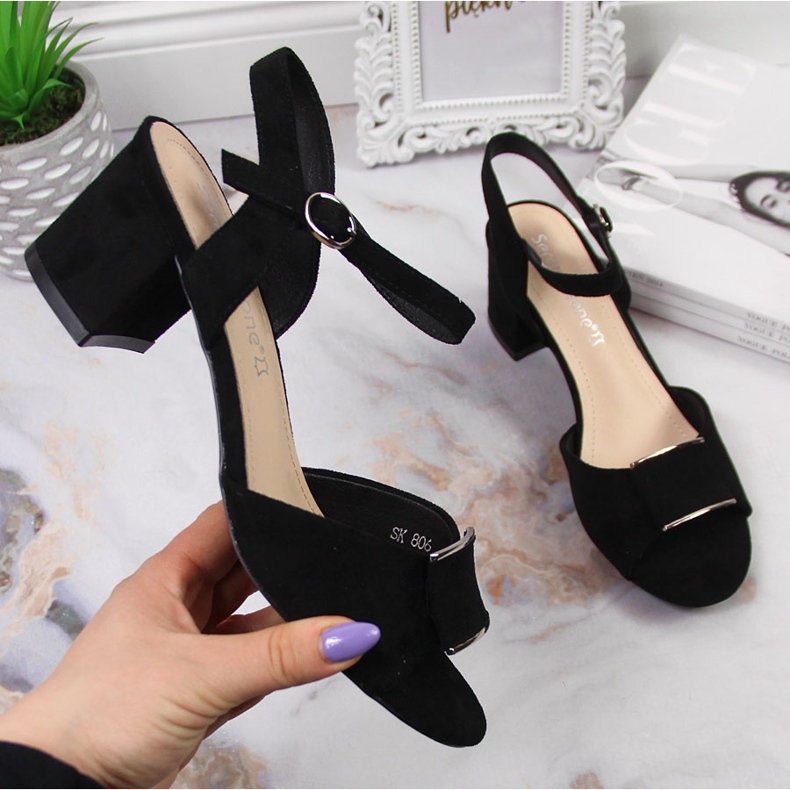 Crne sandale Sergio Leone na stupu crna 1