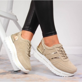 Ženske kožne cipele na bež platformi Filippo 1