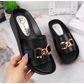 Crne ženske kožne papuče s lančićem Filippo crna 1