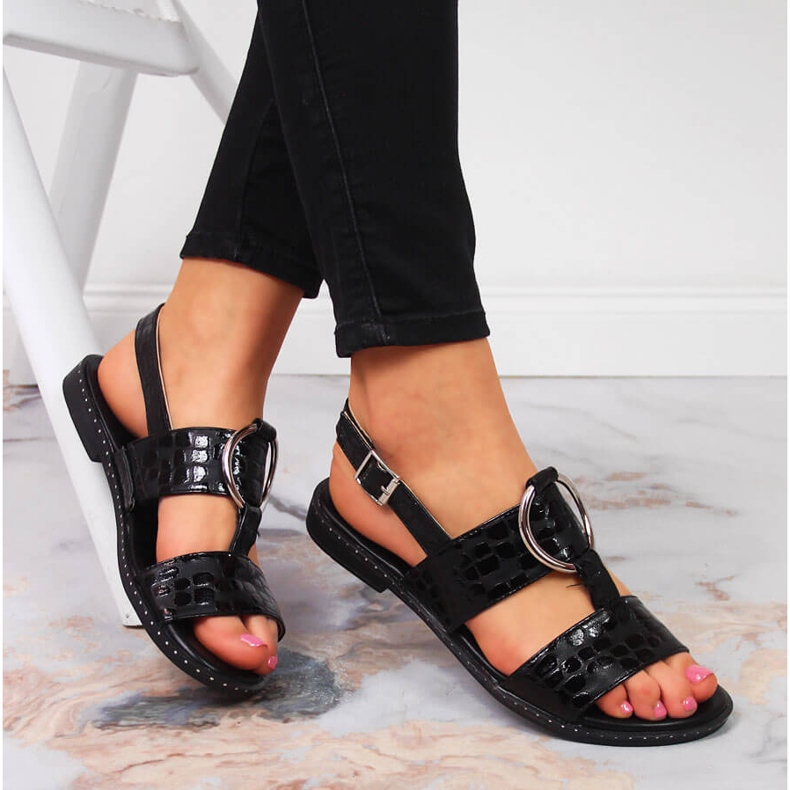 Jezzi ženske crne sandale crna 1