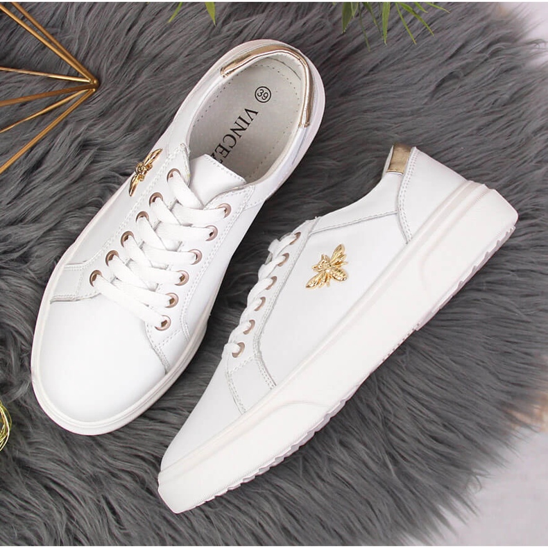 Ženske kožne cipele s bijelom Vinceza platformom bijela 2