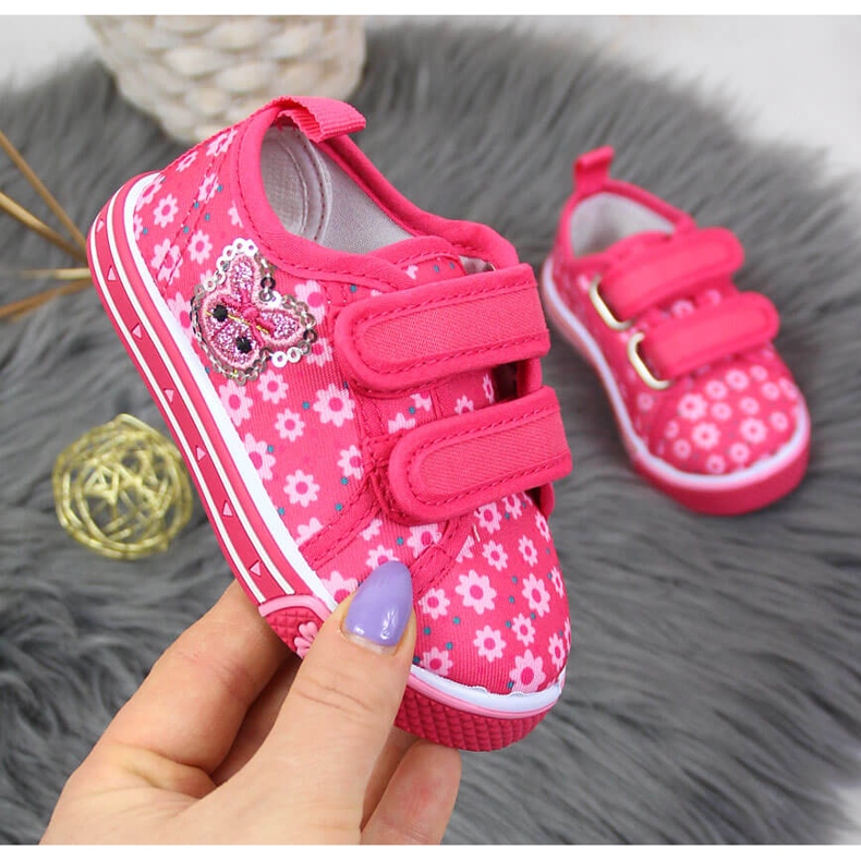 Atletico roze tenisice na čičak za djevojčice s cvijećem ružičasta 1
