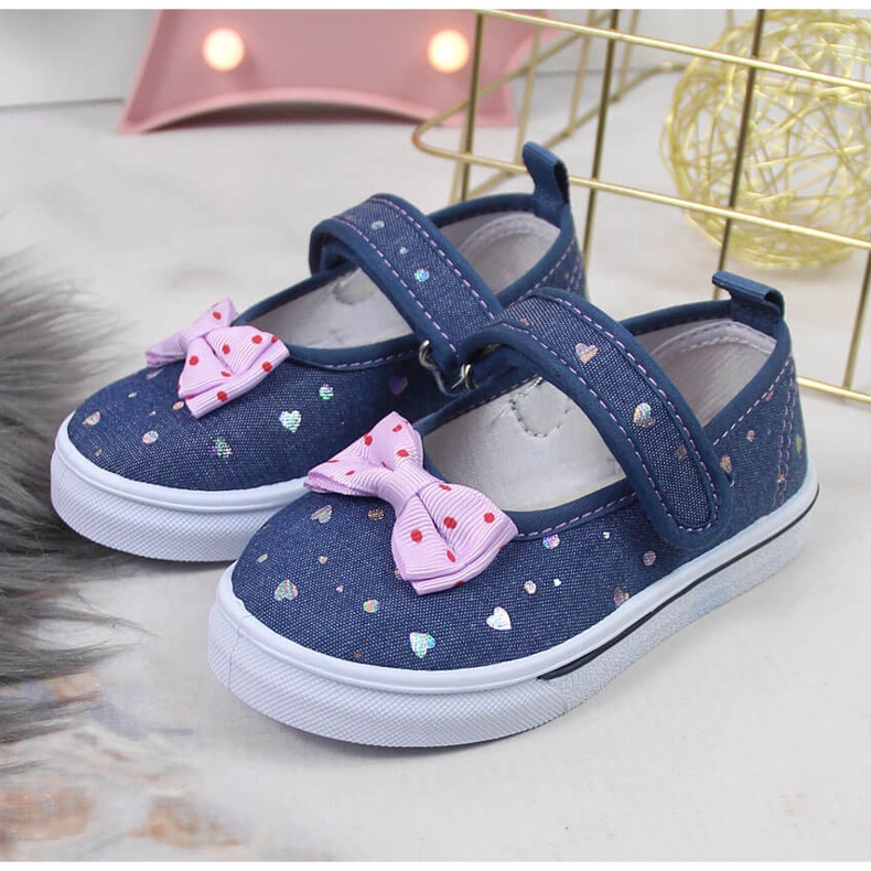 Balerinke za djevojčice s čičak trakom i Atletico mašnom tamnoplava plava 2