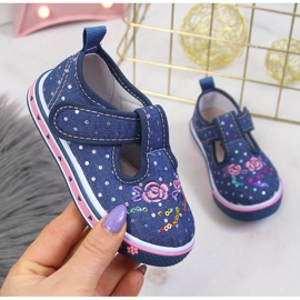 Tenisice za djevojčice na čičak Atletico plave točkice mornarsko plava plava 1