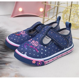Tenisice za djevojčice na čičak Atletico plave točkice mornarsko plava plava 2