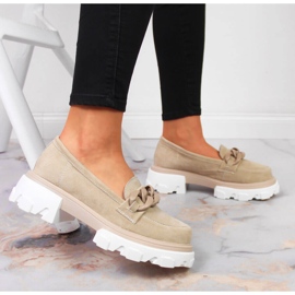 Kožne ženske cipele s lančićima bež Filippo 2