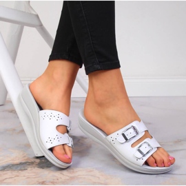 Ženske bijele Inblu sanitarne papuče na klin bijela 1