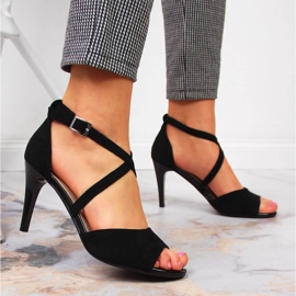 Crne ženske sandale Sergio Leone na visoku petu crna 2