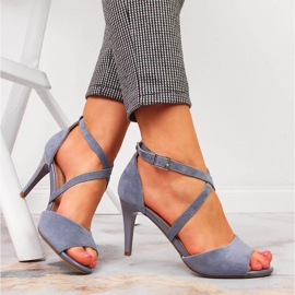 Ženske sandale na visoku petu plave boje Sergio Leone plava 1