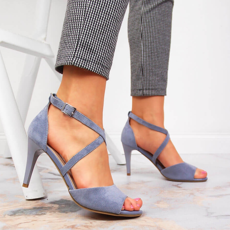 Ženske sandale na visoku petu plave boje Sergio Leone plava 2