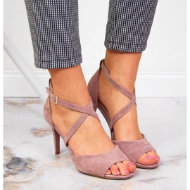 Ženske sandale na visoku petu roze Sergio Leone ružičasta 2