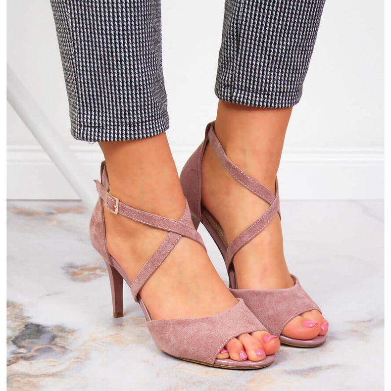 Ženske sandale na visoku petu roze Sergio Leone ružičasta 2