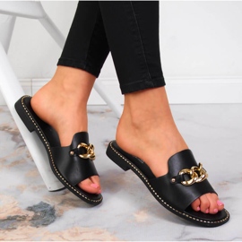 S.Barski Crne ženske papuče s lančićem S. Barski crna 1