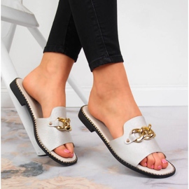 S.Barski Ženske zlatne papuče s lančićem, zlatne S. Barski zlatna 1