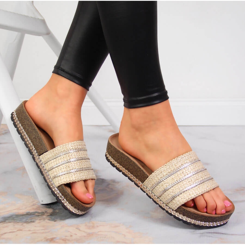 S.Barski Ženske bež papuče na platformi S. Bararski 1