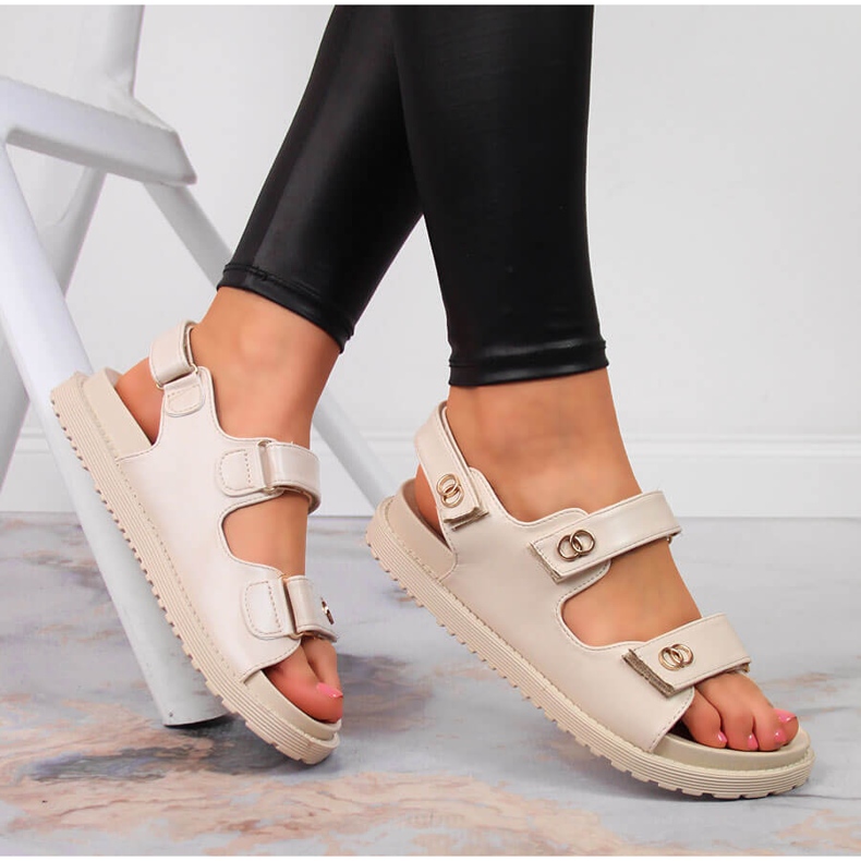 S.Barski Ženske sandale na čičak bež S. Barski 1