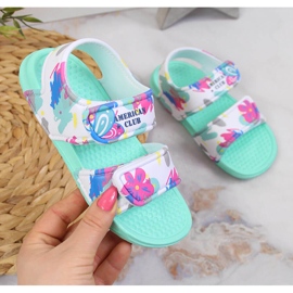 American Club sandale od mint pjene s čičak trakama višebojan zelena 1