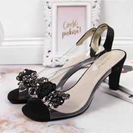 Ženske prozirne sandale s crnim kamenjem Sabatina crna 2