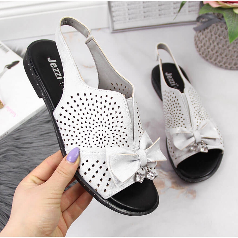 Ženske sandale sa srebrnom Jezzi mašnom srebro 1