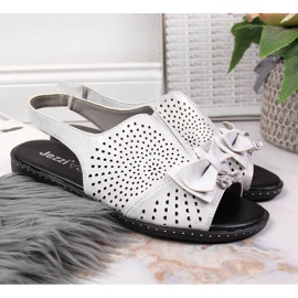 Ženske sandale sa srebrnom Jezzi mašnom srebro 2