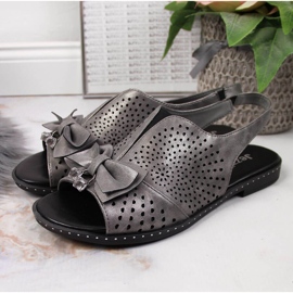 Ženske sandale s grafitnom Jezzi mašnom raznobojna siva 2