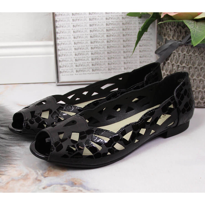 Ženske crne ažurne balerinke Jezzi crna 2