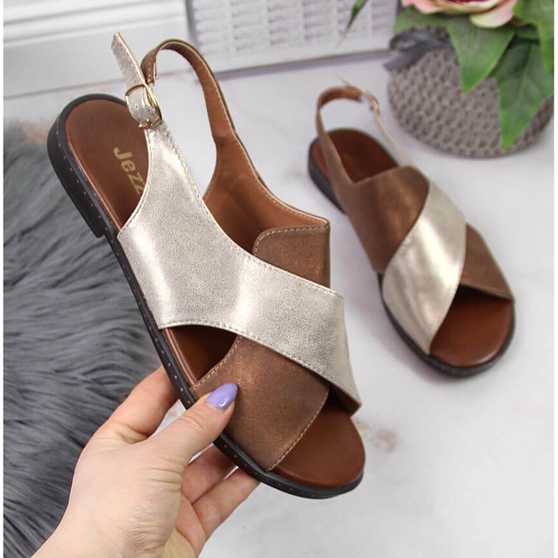 Jezzi ženske zlatne sandale zlatna 1