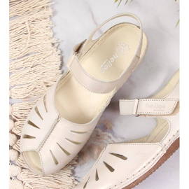 Kožne ženske sandale na zlatnom klin Helios 4009 zlatna 2