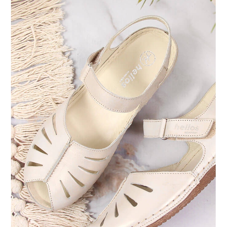 Kožne ženske sandale na zlatnom klin Helios 4009 zlatni 2