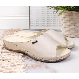 Ženske kožne papuče na zlatnom klin Helios 105 zlatna 2