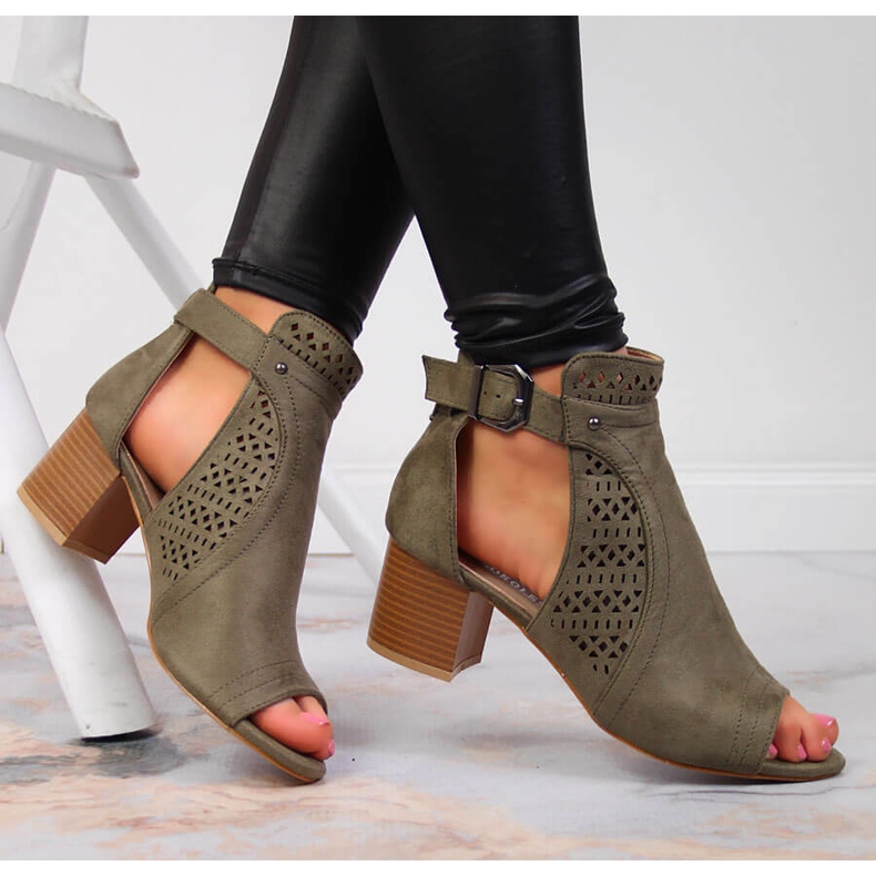 Ženske sandale s ažurnim kaki T.Sokolski zelena 1