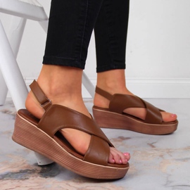 Smeđe Ženske smeđe sandale Filippo smeđa 2