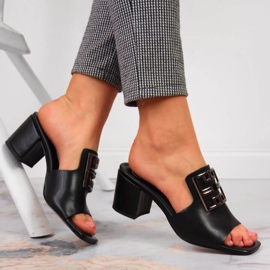 Ženske kožne papuče na crnom Filippo stupu 2