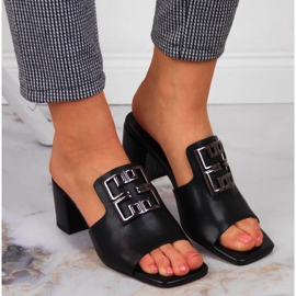 Ženske kožne papuče na crnom Filippo stupu 1