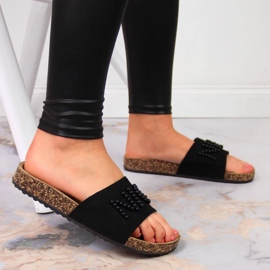 Ženske crne papuče s perlama eVento crna 2