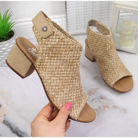 Ženske bež pletene sandale Rieker 64670-60 1