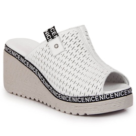 Ženske kožne papuče na klin bijeli Artiker bijela 1